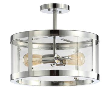 Herndon 15" Iron/Glass Modern LED Flush Mount - JONATHAN Y